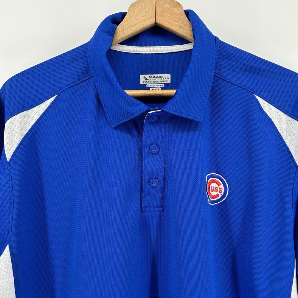 Augusta Chicago Cubs Performance Polo Mens Large Wicking White Side Panels